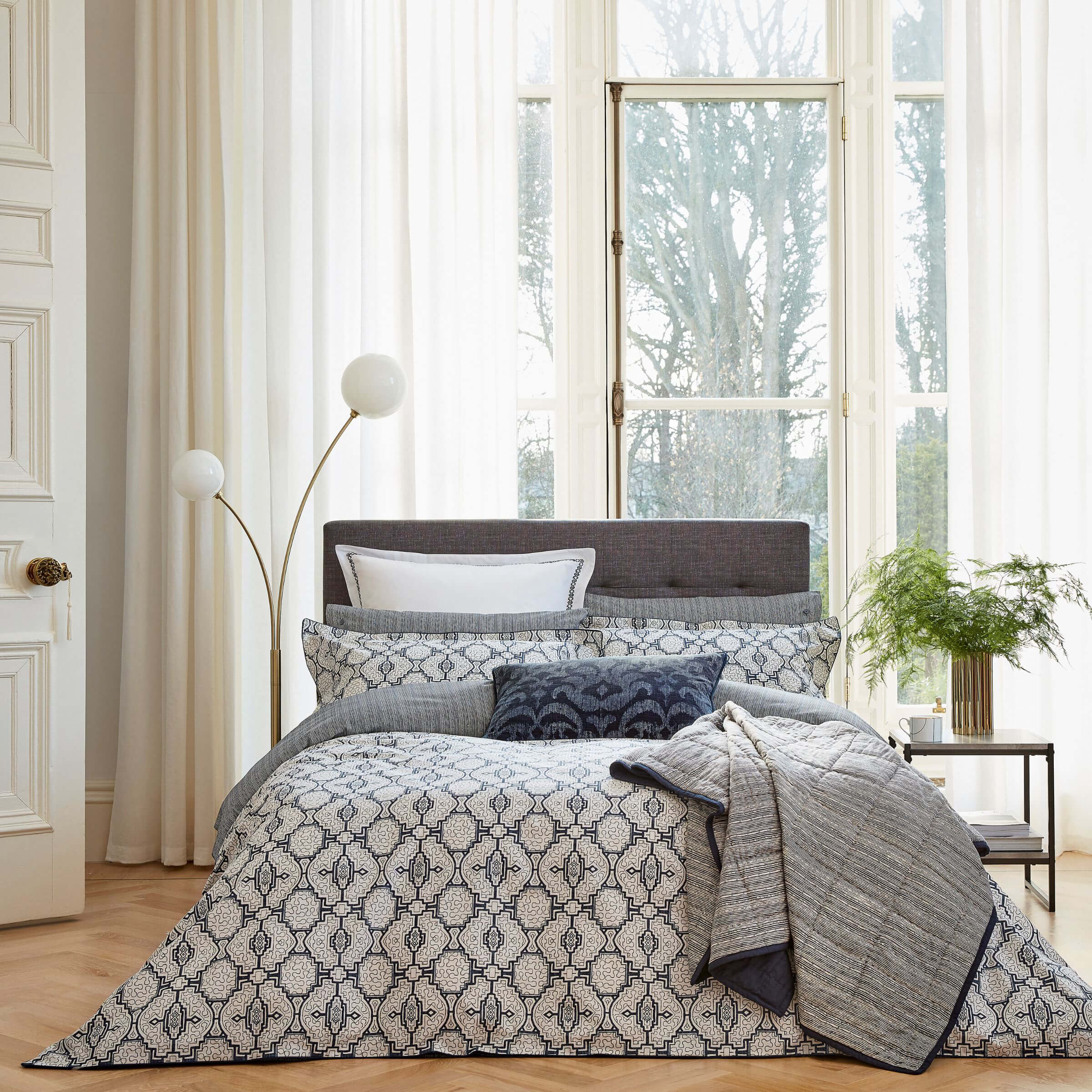 Grey and blue bedding deals