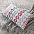 Geo Stripe Cushion in Blush Red & Grey
