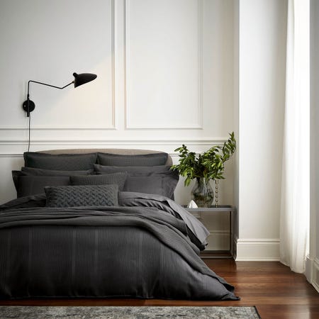 Mansa Charcoal Grey Satin Stripe Bedding