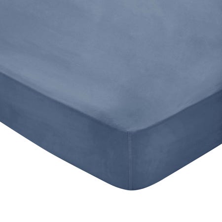 300 Thread Count Egyptian Cotton Kingsize Fitted Sheet, Denim