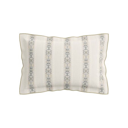 Hemma Oxford Pillowcase, Linen/Chartreuse