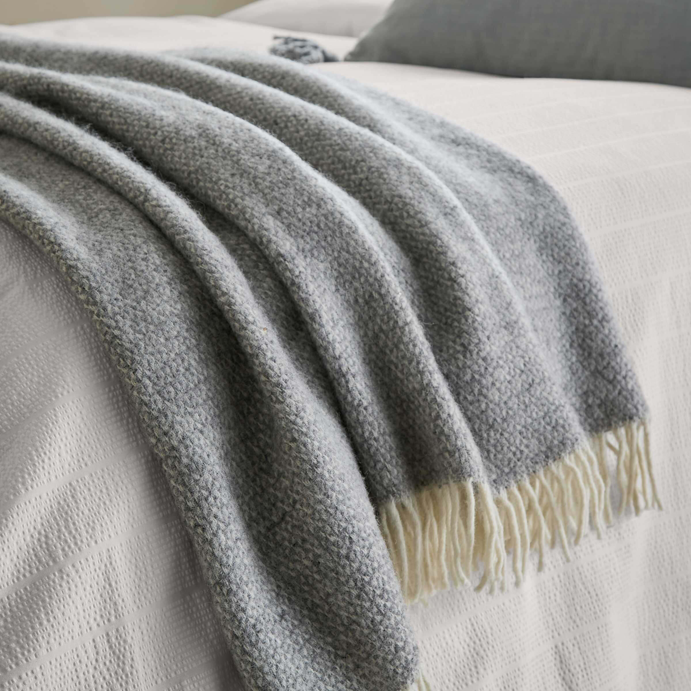 Bedeck of Belfast Rare Earth Kiri Woven Throw Grey Bedeck Home