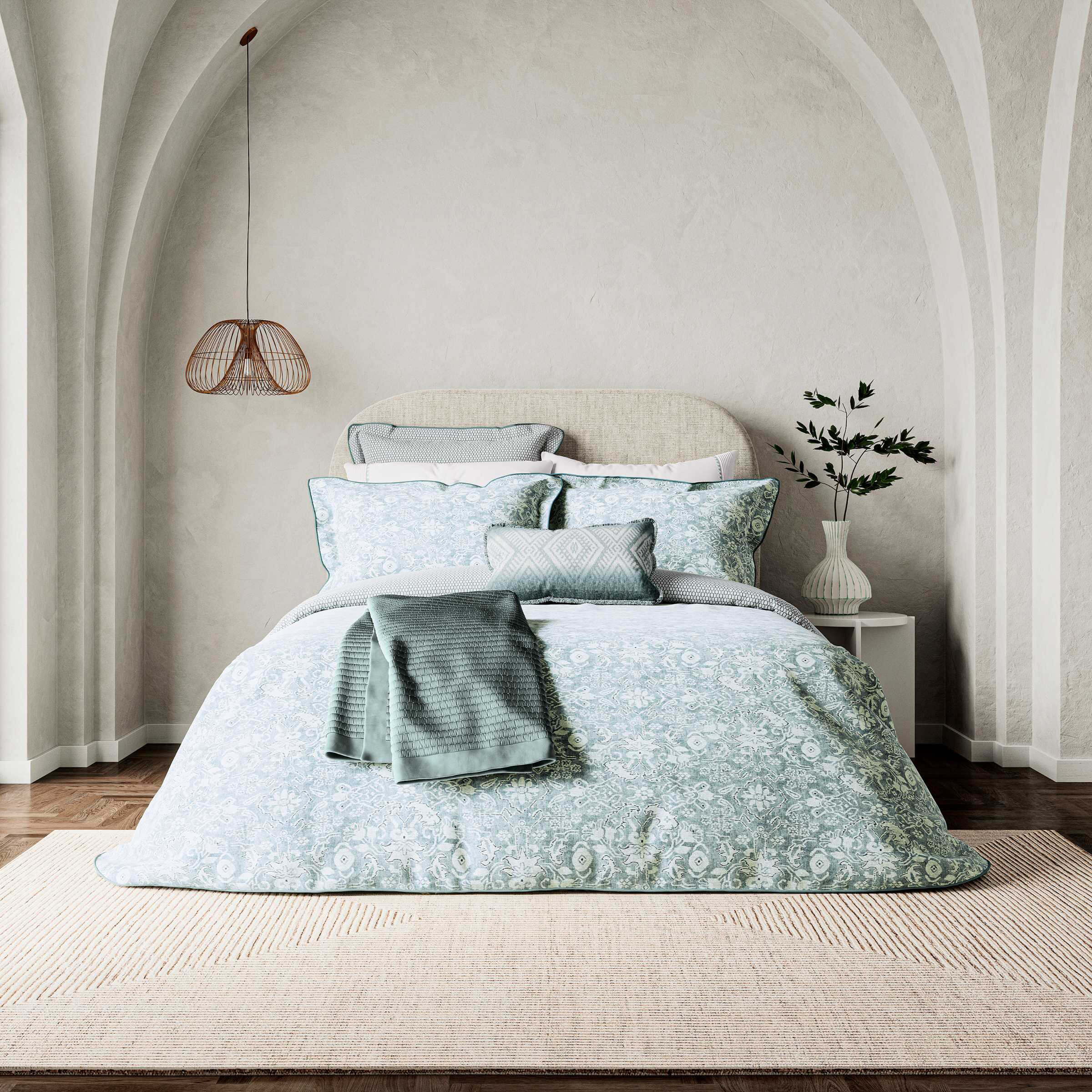 Saja Quilted Throw Duck Egg