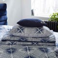 Dry Brush Bedding Stack in Navy and White