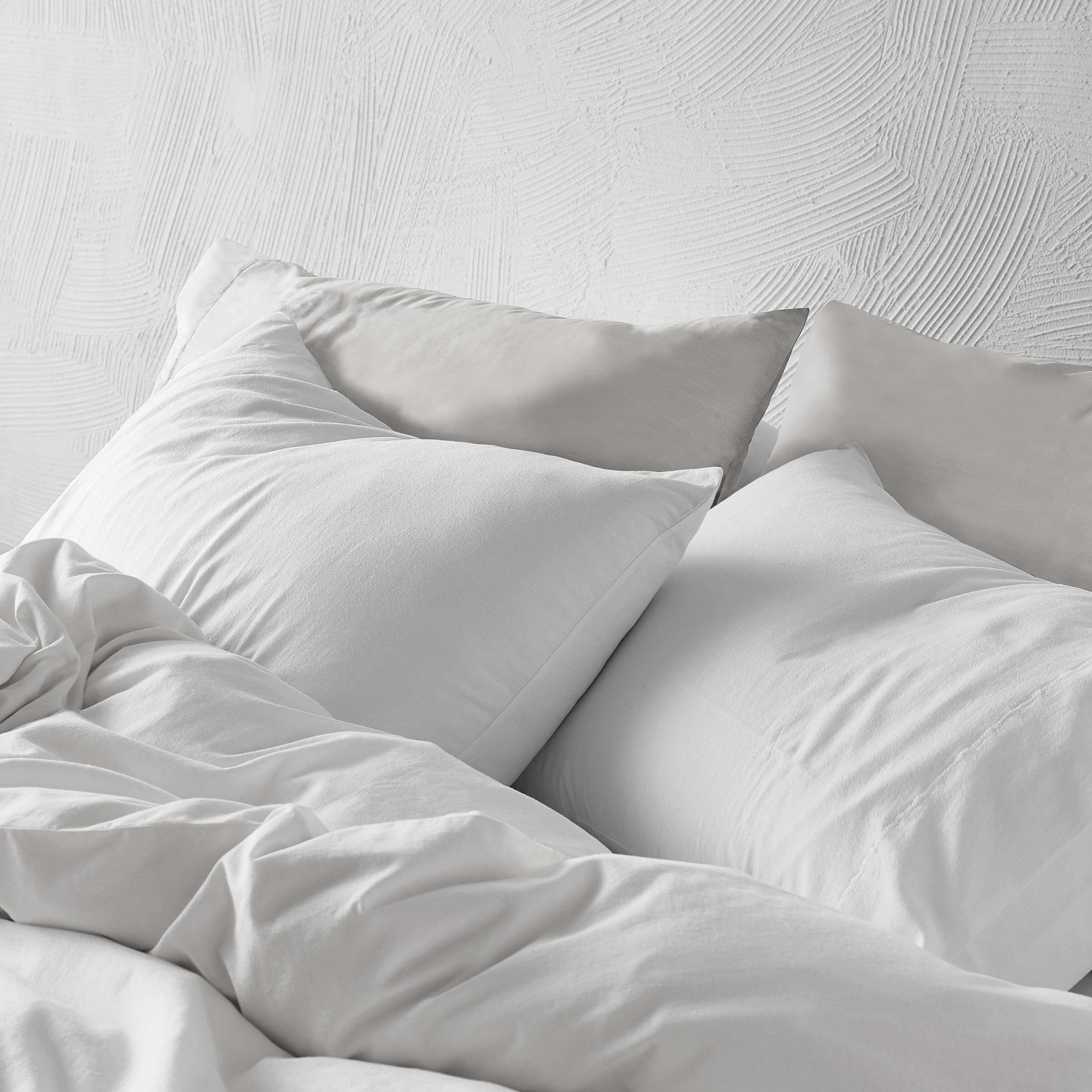 Himeya 300 Thread Count Plain Dye Pair of Standard Pillowcases White Bedeck Home