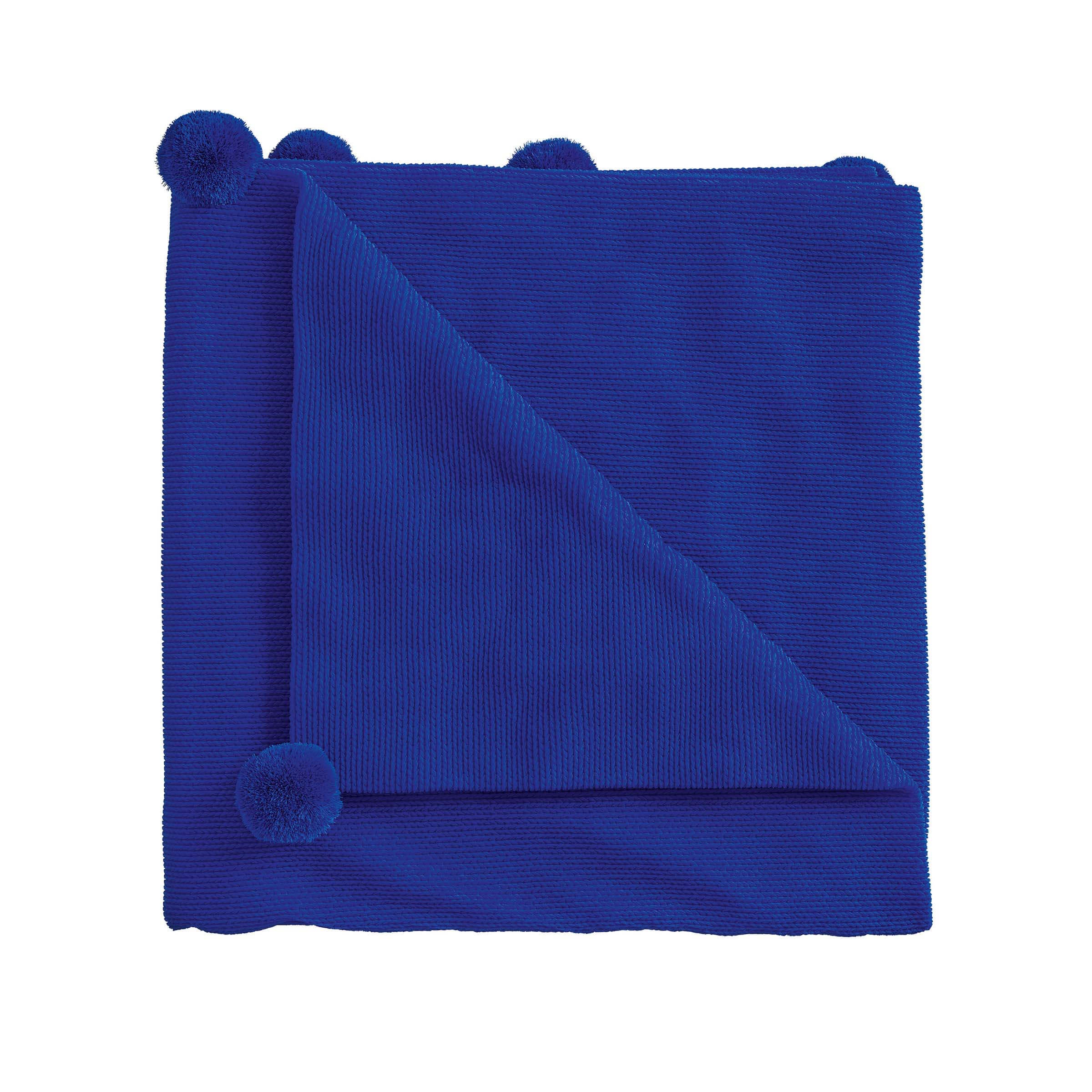 Product photograph of Helena Springfield Pom Pom Knitted Throw Dark Blue from Bedeck Home