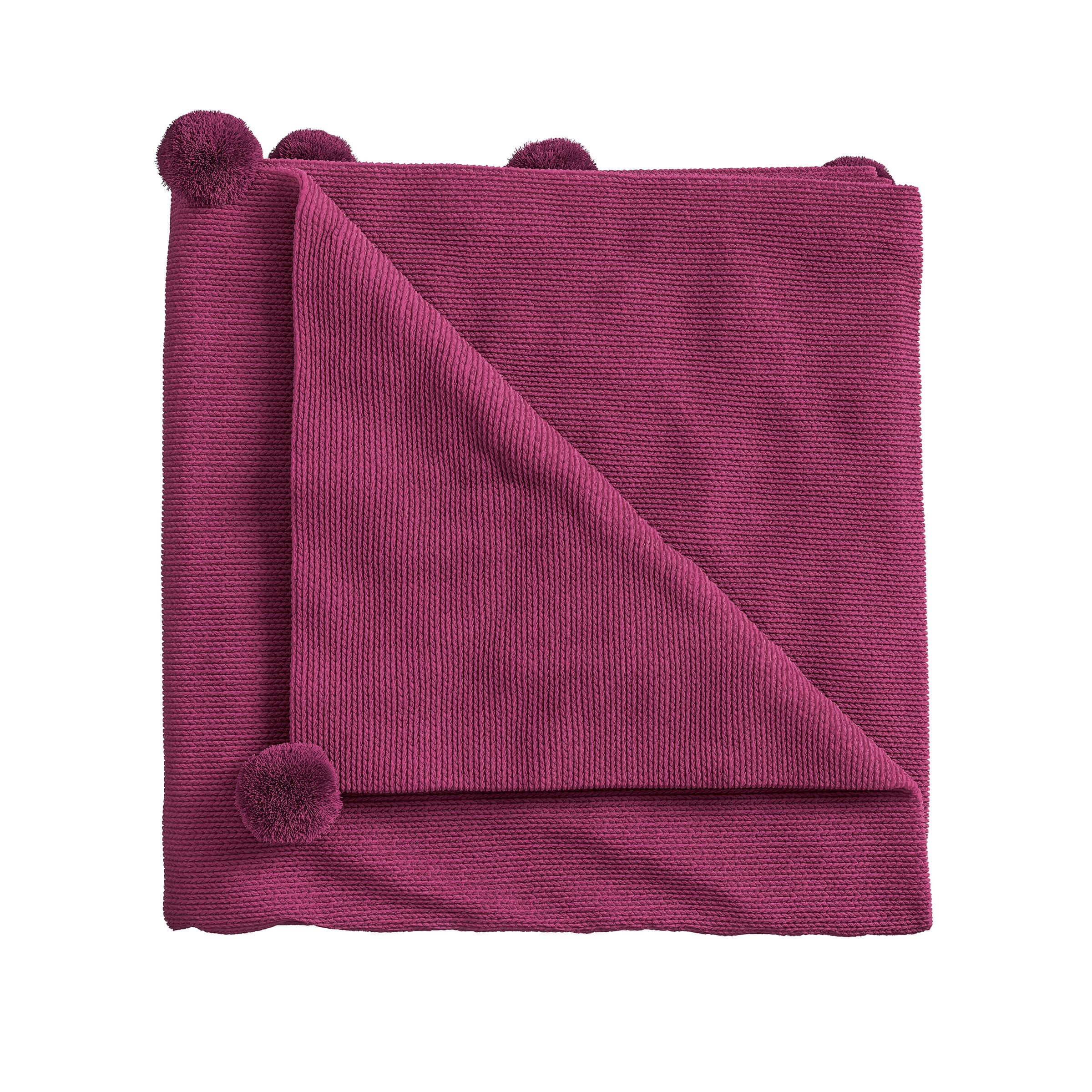 Product photograph of Helena Springfield Pom Pom Knitted Throw Fuchsia from Bedeck Home