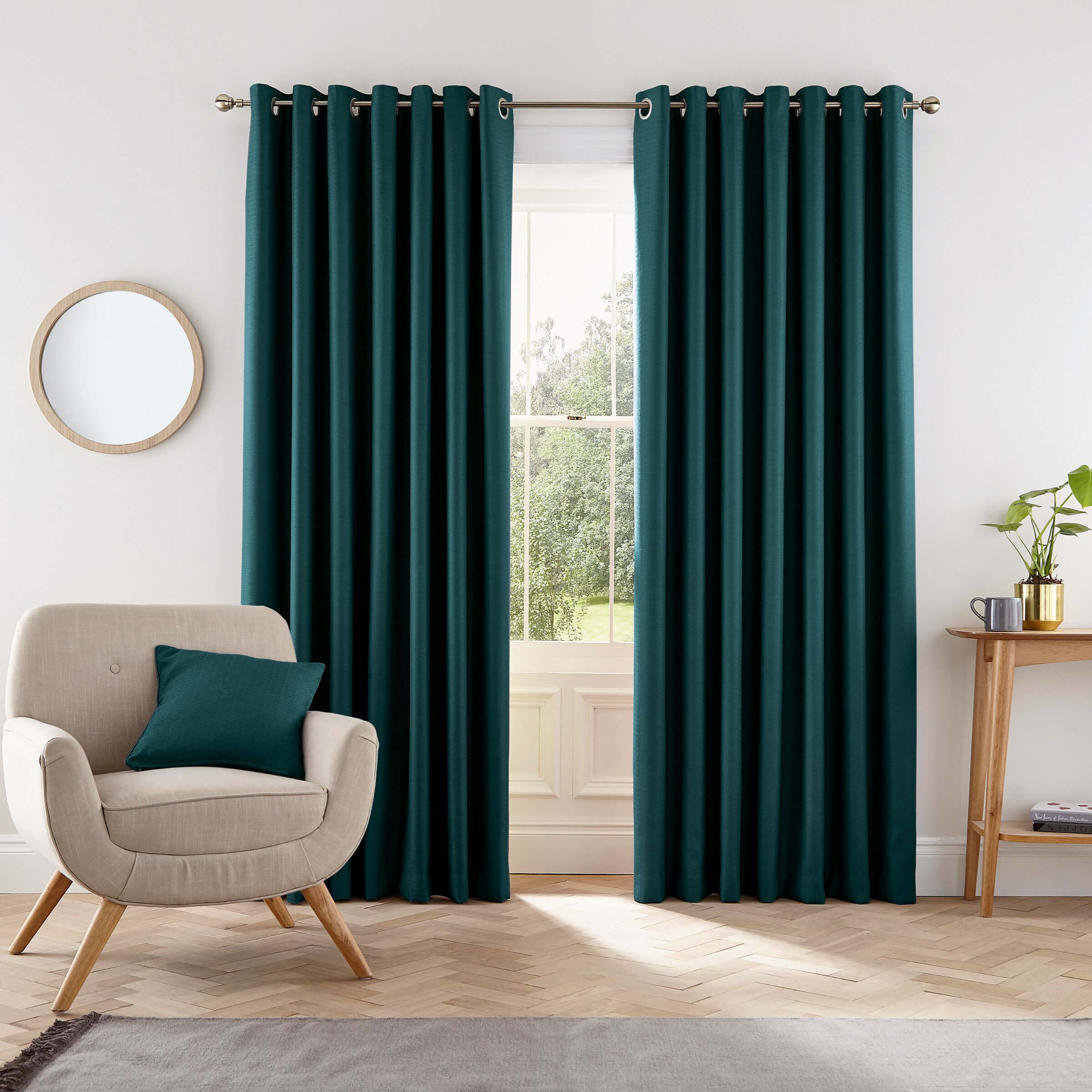 Product photograph of Helena Springfield Eden Lined Curtains 90 X 90 Teal from Bedeck Home