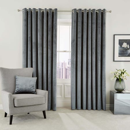 Escala Lined Curtains 90" x 90", Steel