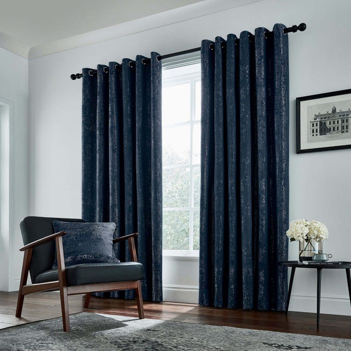 Roma Lined Curtains Navy