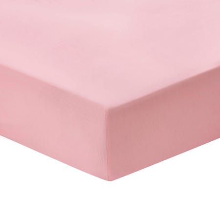 Cotton Percale Plain Dye Kingsize Fitted Sheet, Kelmarsh Pink