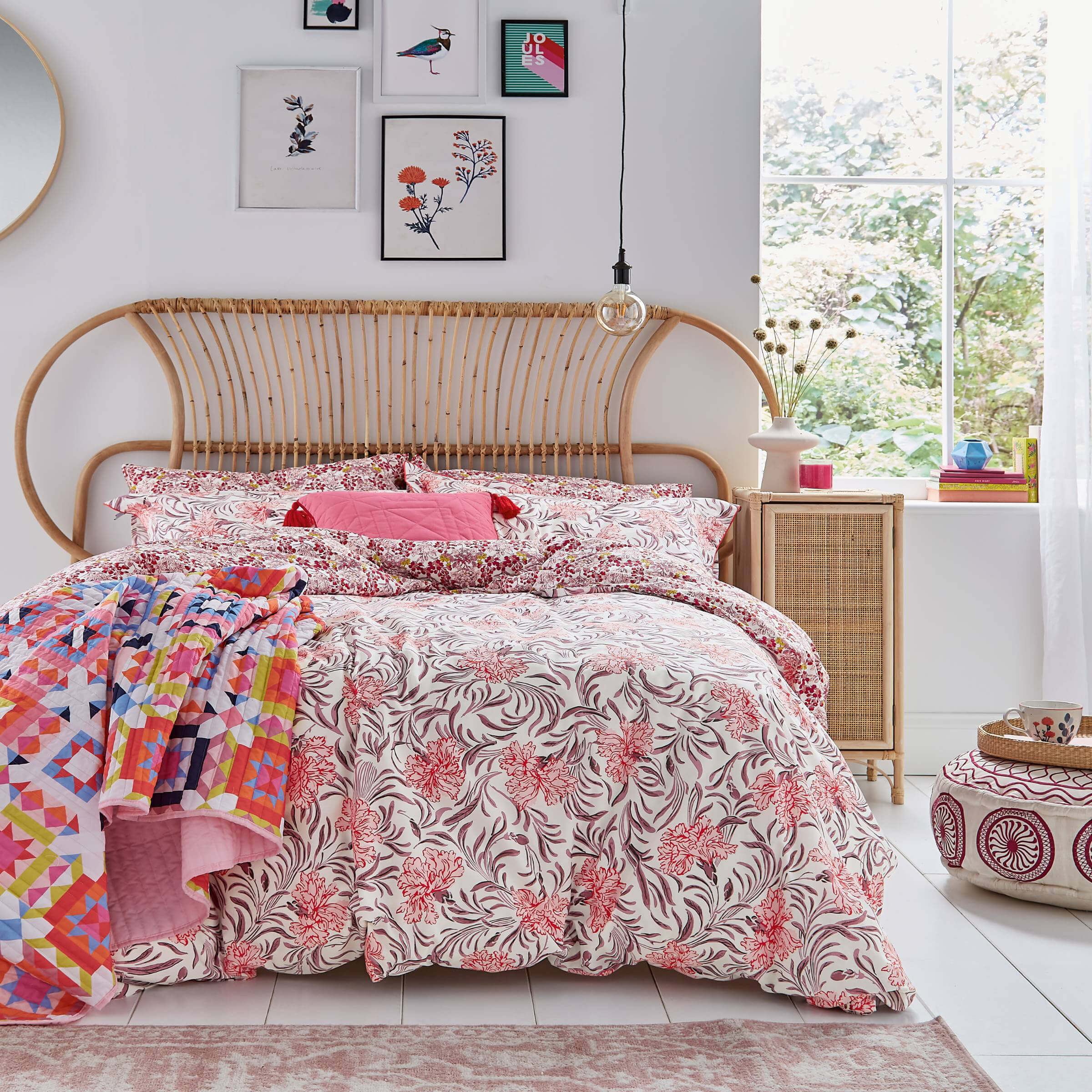 Joules Pink Print Bed Linen