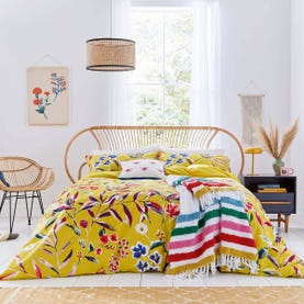 Yellow Gold Bedding with Multi Floral Print