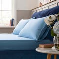 Cotton Percale Plain Dye Fitted Sheets Coastal Blue