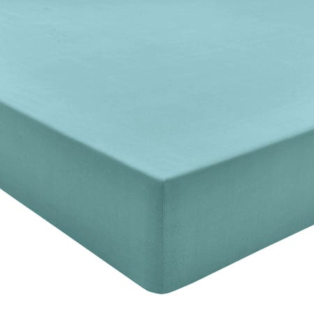Cotton Percale Plain Dye Fitted Sheet Cotswold Blue