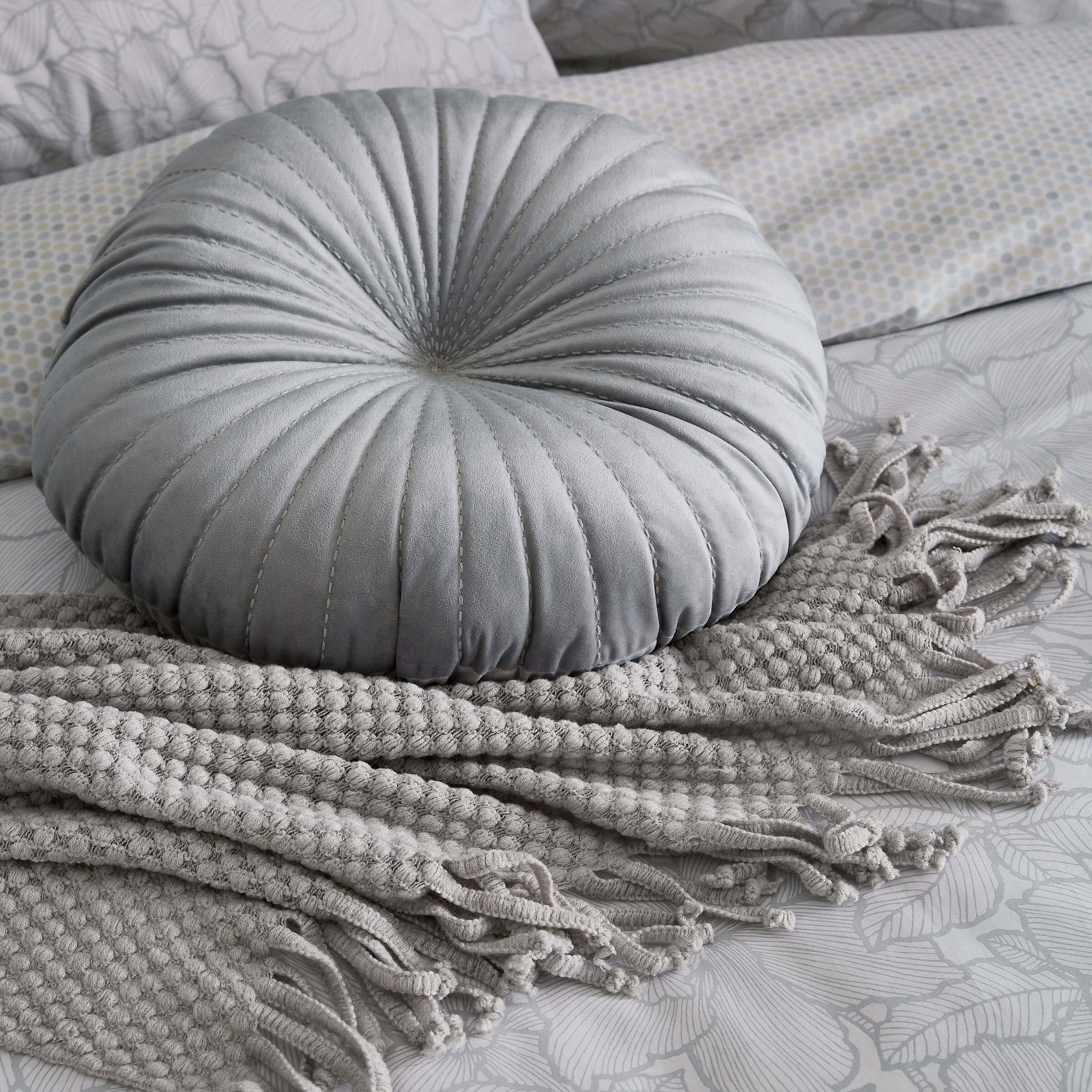 Round sales gray pillow