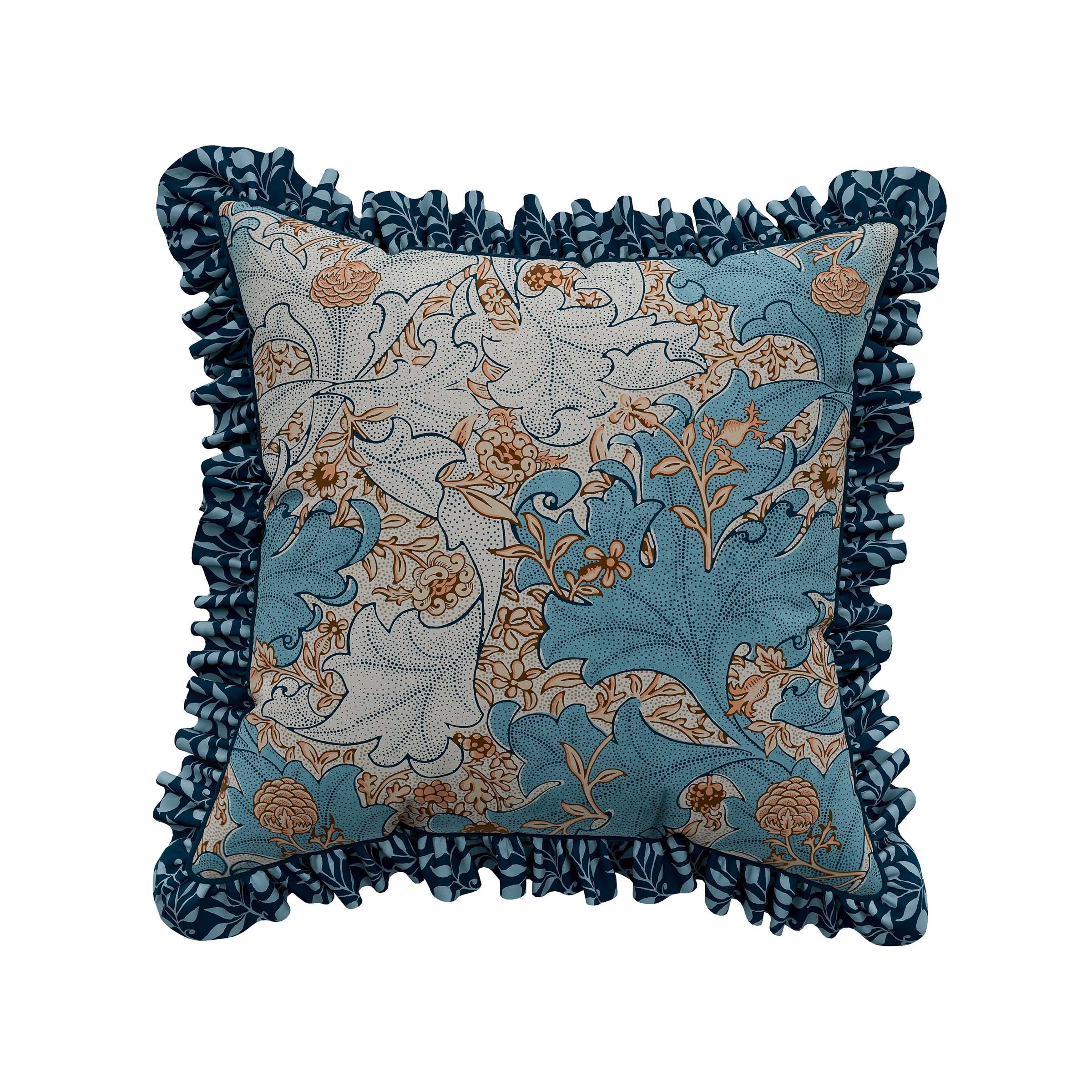 Morris Co X Emery Walker Bird Cushion 50cm x 50cm Webb s Blue Bedeck Home