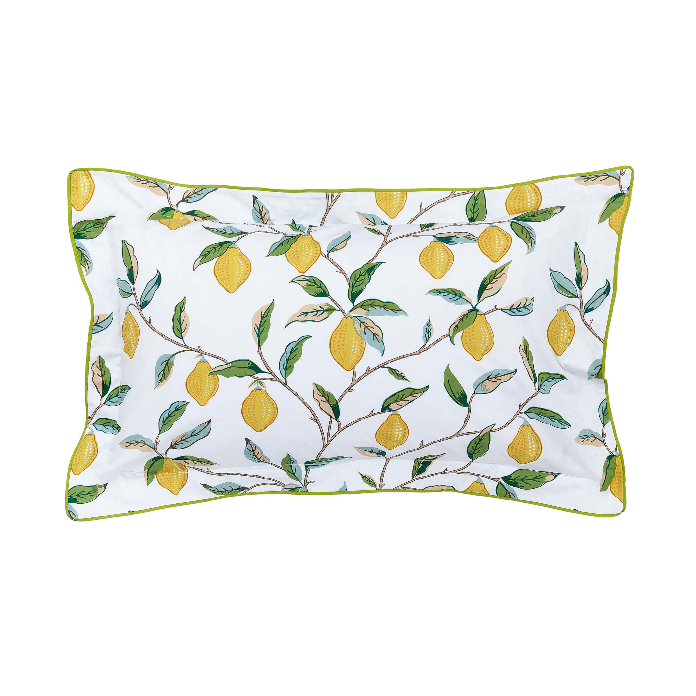 Product photograph of William Morris Lemon Tree Oxford Pillowcase Leaf Green from Bedeck Home