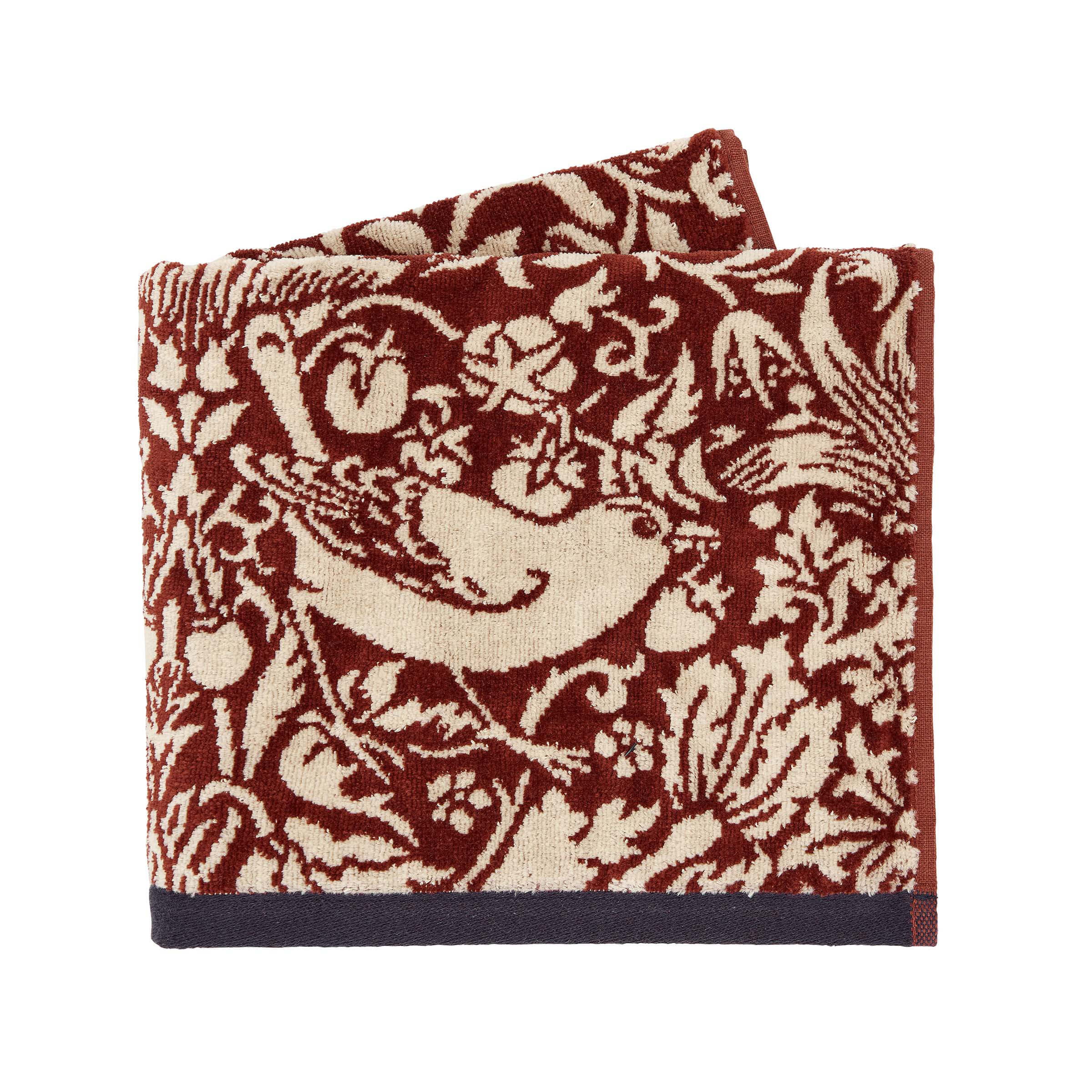 Product photograph of William Morris Stawberry Thief Bath Towel Red from Bedeck Home.