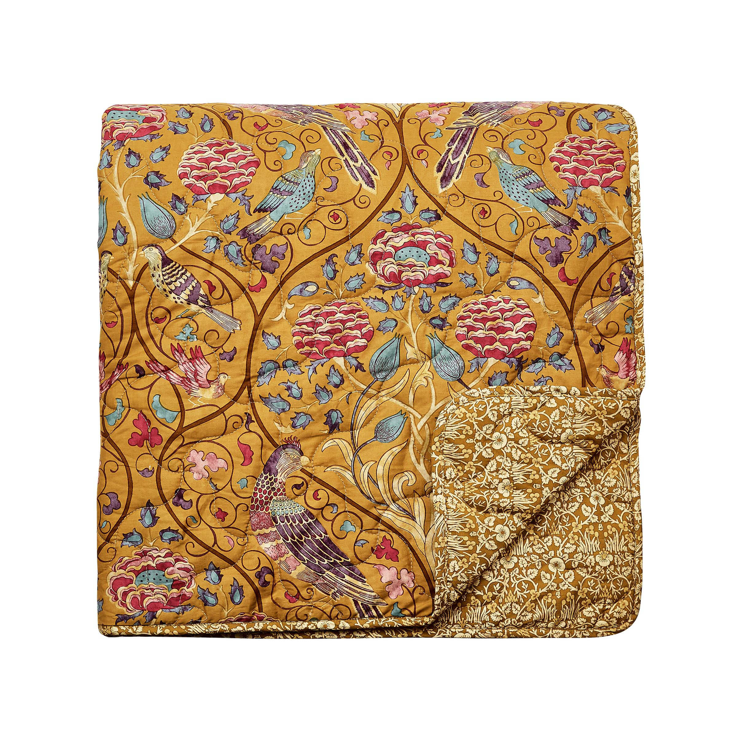 Product photograph of William Morris Seasons By May Quilted Throw Saffron from Bedeck Home