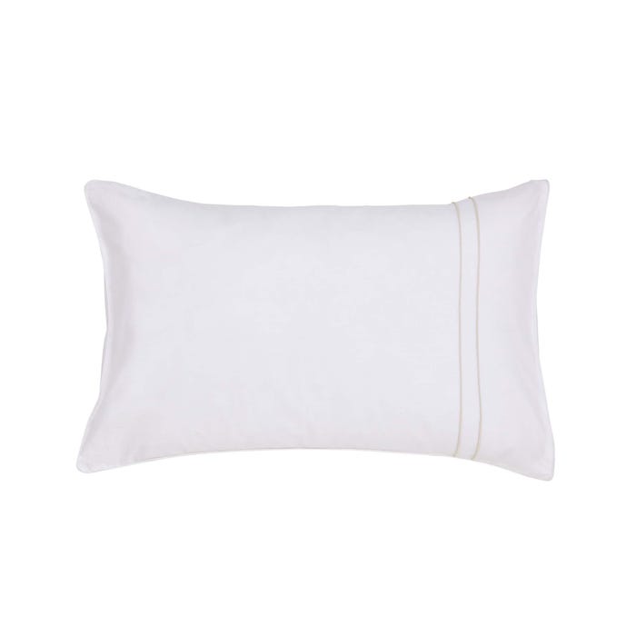 White Murmur Standard Pillowcase with Ivory Pinstripe