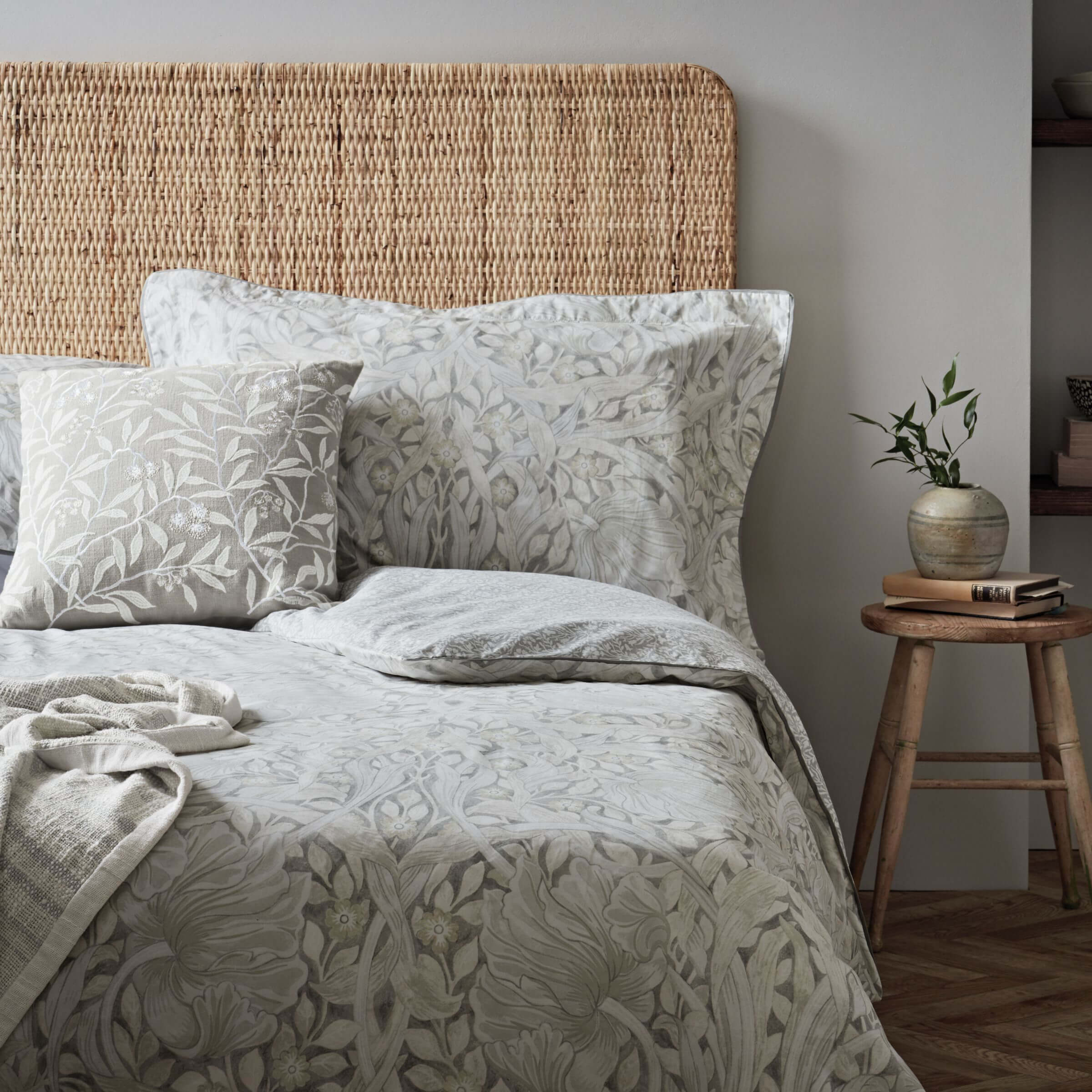 William Morris Pure Pimpernel Duvet Cover Light Grey Bedeck Home