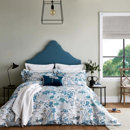 Sanderson Crane & Frog Blue Floral Bedding