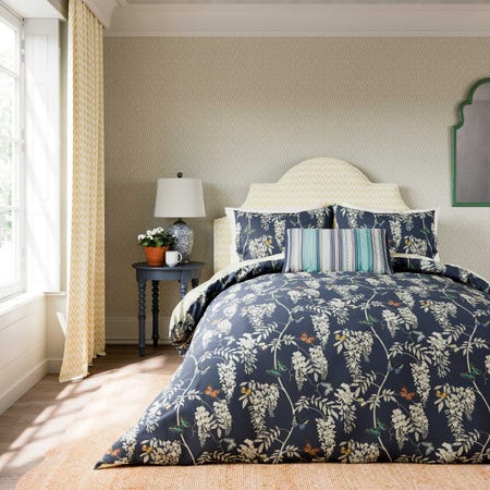 Wisteria & Butterfly Bedding Midnight Blue