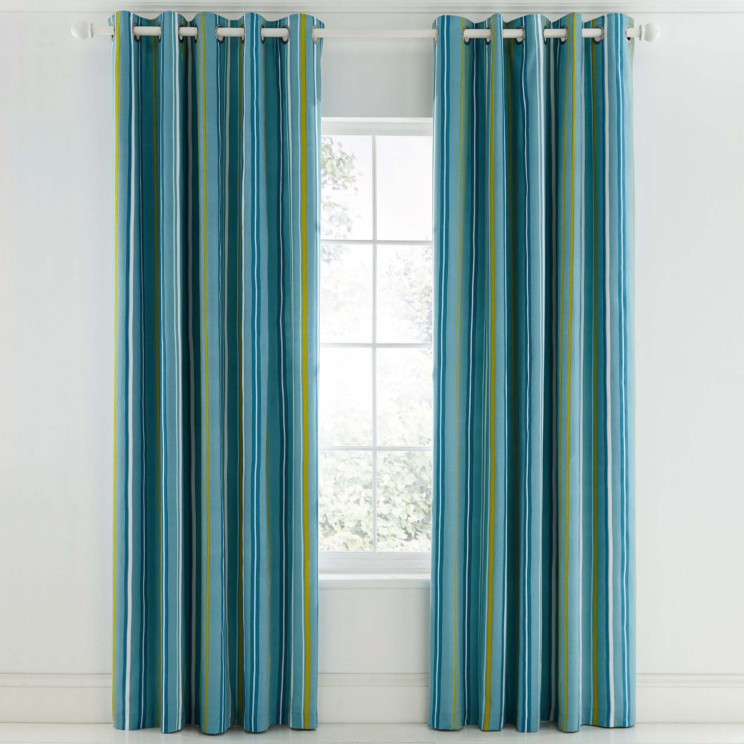 Scion Mr Fox Green Blue Striped Curtains Bedeck Home