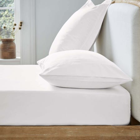 250 Thread Count Plain Dye Double Fitted Sheet, White