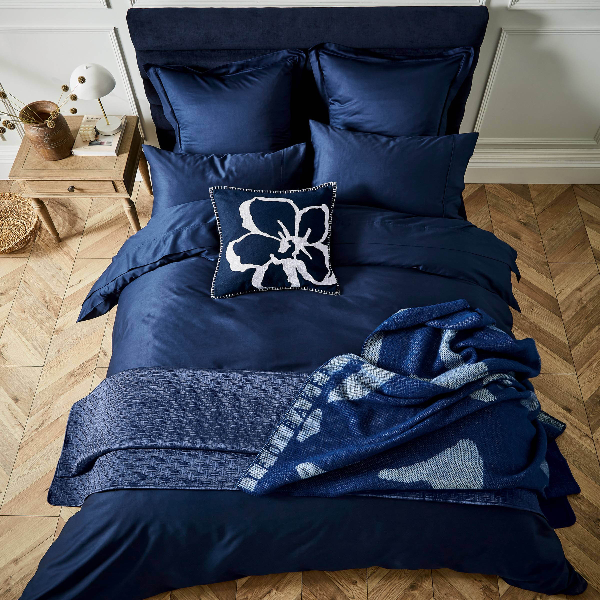 Product photograph of Ted Baker 250 Thread Count Plain Dye Double Duvet Cover Navy from Bedeck Home