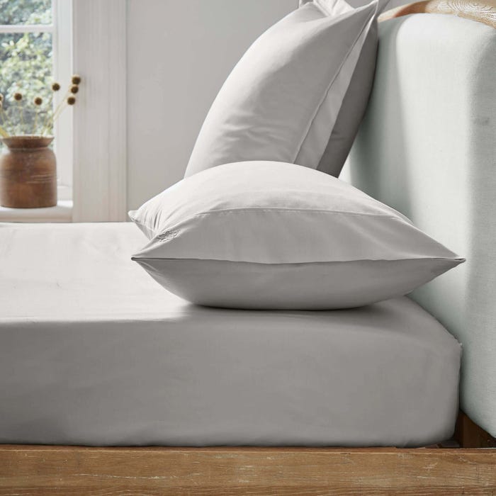 250 Thread Count Plain Dye Fitted Sheets Silver