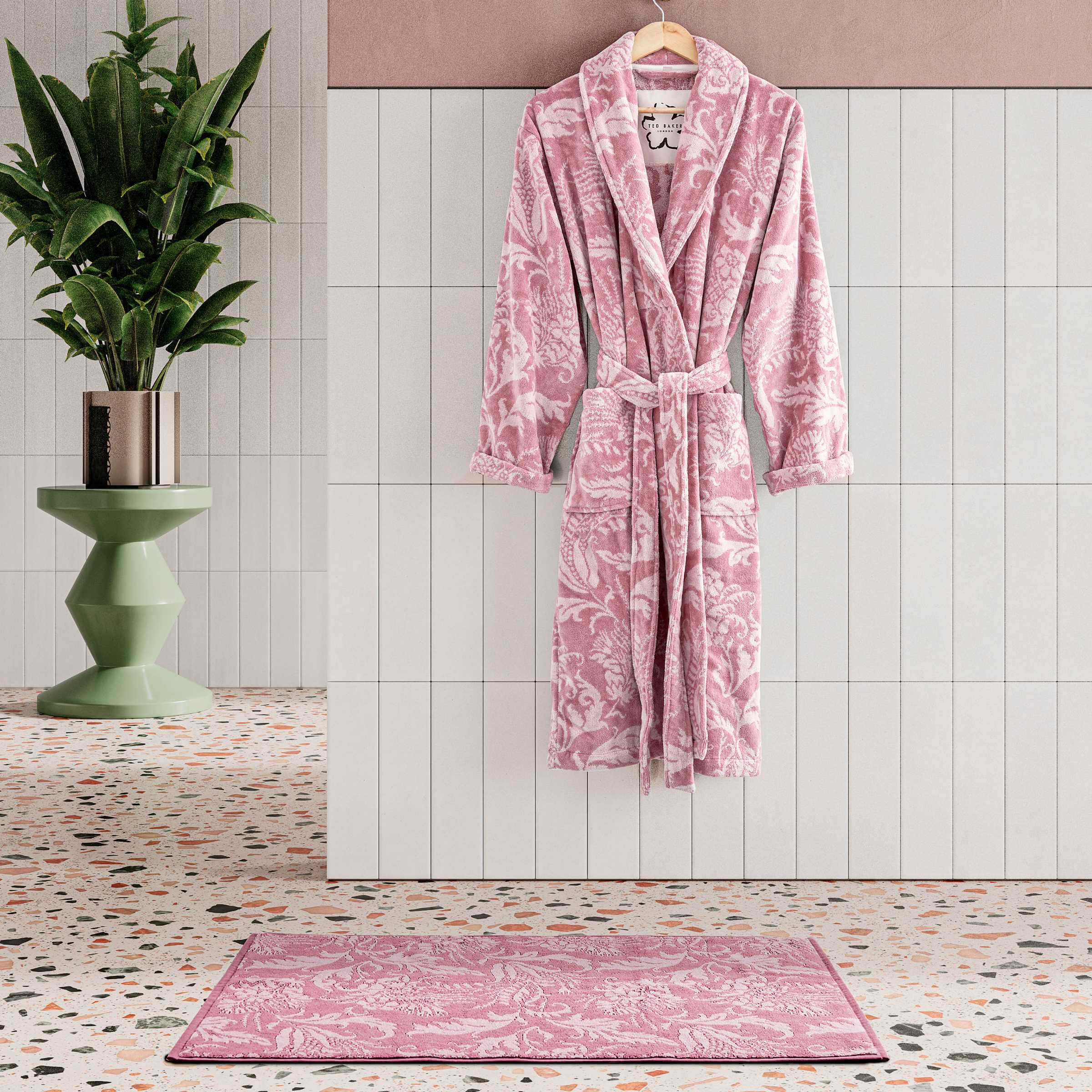 Product photograph of Ted Baker Baroque Robe - Small Medium Dusky Pink from Bedeck Home.