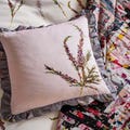 Ted Baker Heather Pink Embroidered Cushion