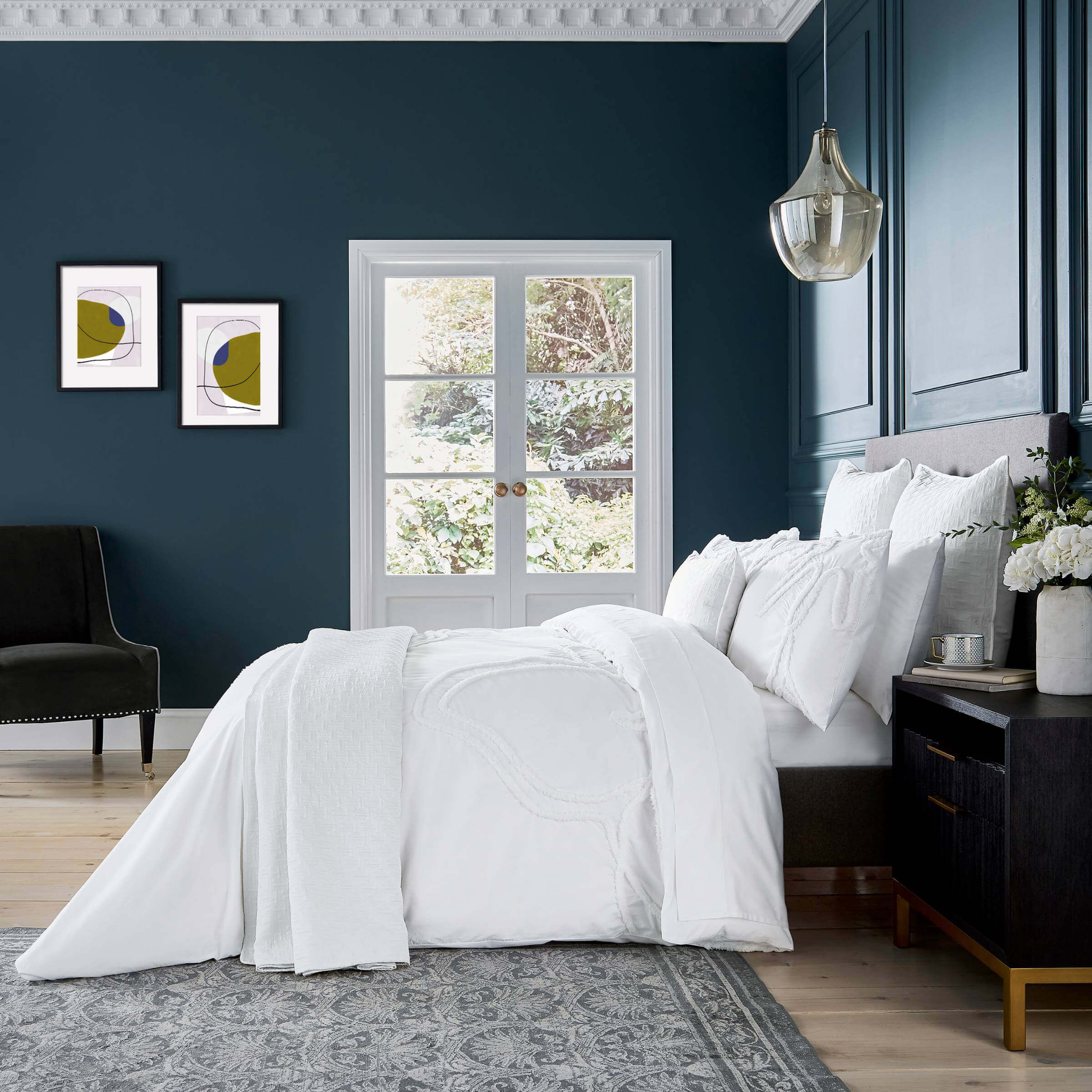 White discount tufted nightstand