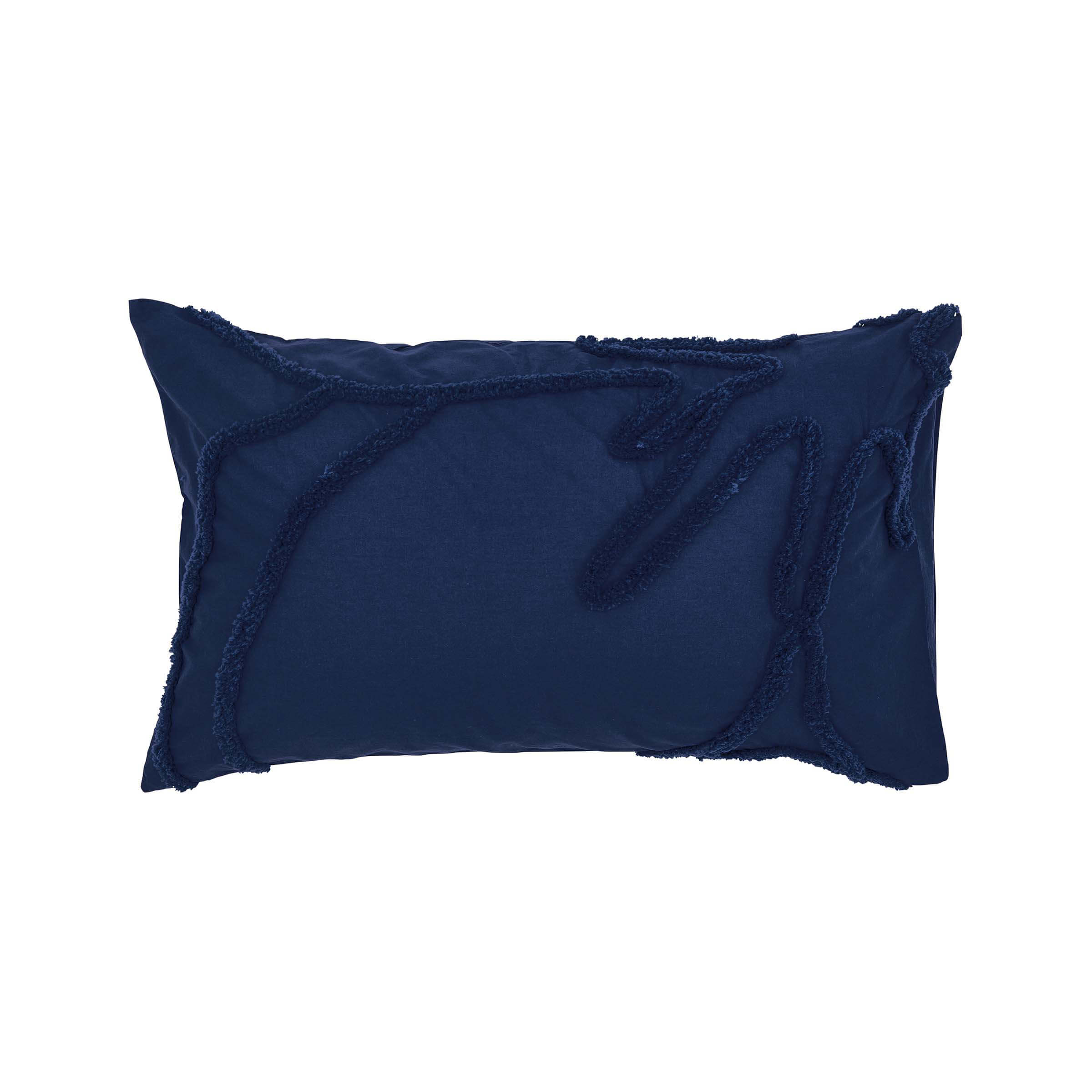 Product photograph of Ted Baker Magnolia Tufted Standard Pillowcase Navy from Bedeck Home