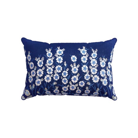 V&A Blue Embroidered Cushion
